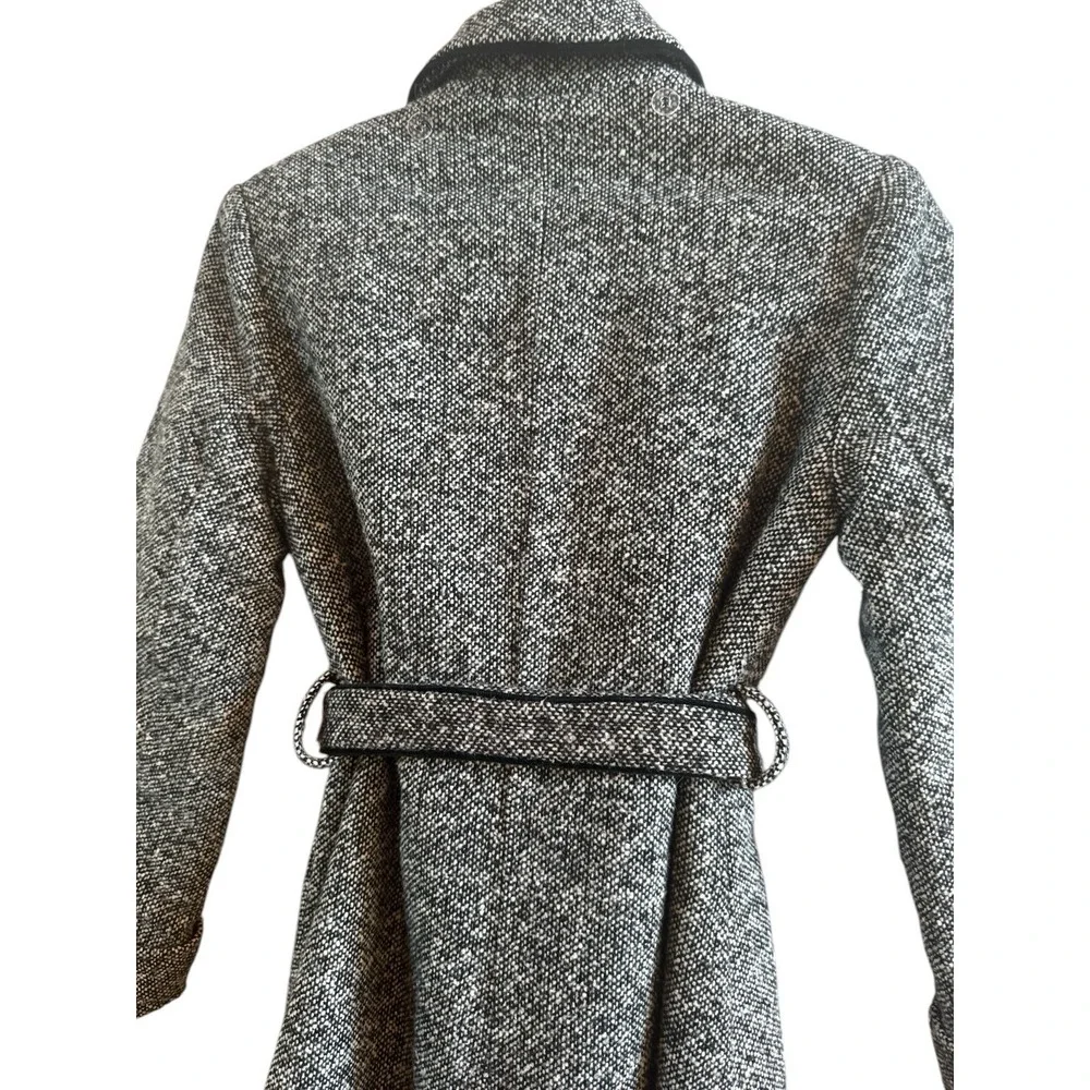Talbots Kids Girls Size 12 Black White  Herringbone Wool Blend Knee Length  Coat